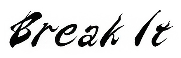 躍動的で力強く元気な毛筆英語フォント「Break It」。アルファベットの大文字と小文字の組み合わせのサンプル画像です。